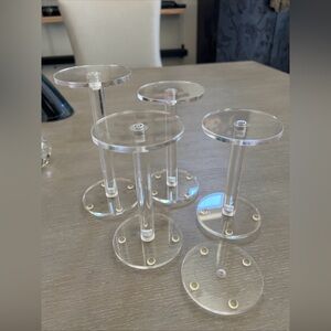 Round Acrylic Display Stand Clear Round Riser Stands Set of 4 6” (2) 5.5” & 5”